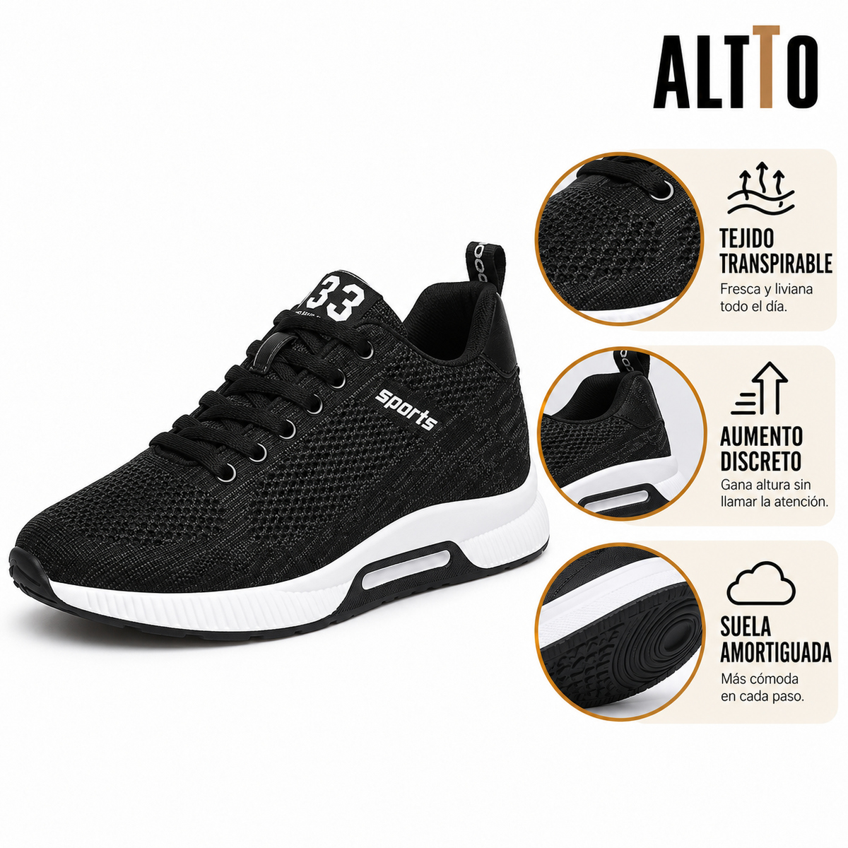ALTTO SPORT zapatilla deportiva negra