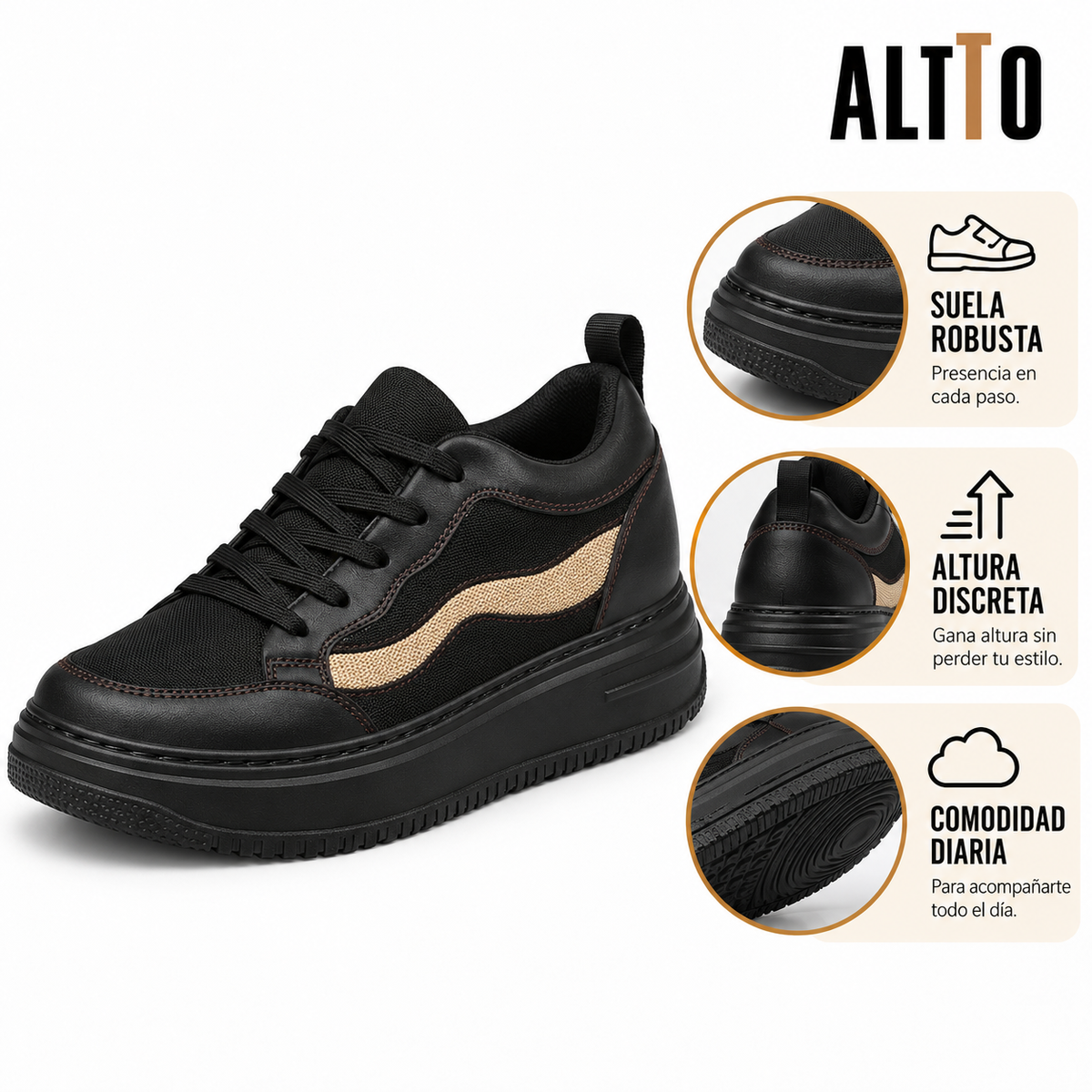 ALTTO BOLD zapatilla de suela robusta negra